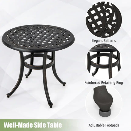24 Inch Patio Side Table with Adjustable Footpads for Poolside Backyard Balcony-Rustic Brown - Rustic Brown - Patio