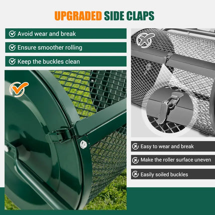 24-Inch Peat Moss Spreader with Upgrade Side Latches and U-shape Handle-Green - Green - Lawn Care Tools