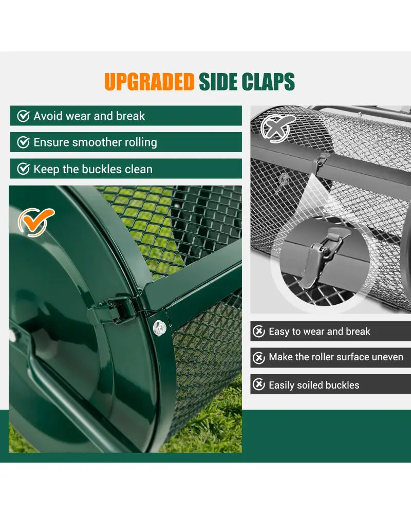 24-Inch Peat Moss Spreader with Upgrade Side Latches and U-shape Handle-Green - Green - Lawn Care Tools