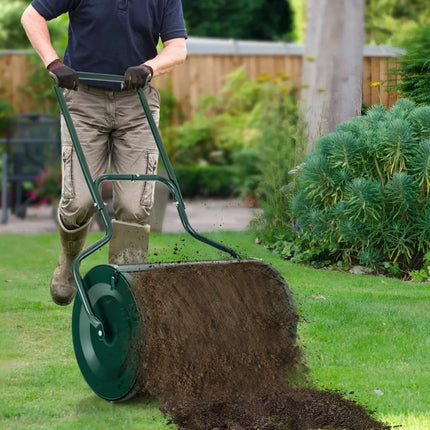24-Inch Peat Moss Spreader with Upgrade Side Latches and U-shape Handle-Green - Green - Lawn Care Tools