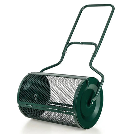 24-Inch Peat Moss Spreader with Upgrade Side Latches and U-shape Handle-Green - Green - Lawn Care Tools
