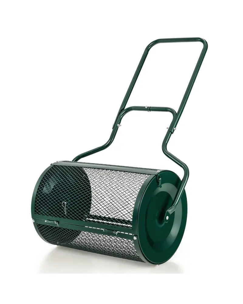 24-Inch Peat Moss Spreader with Upgrade Side Latches and U-shape Handle-Green - Green - Lawn Care Tools