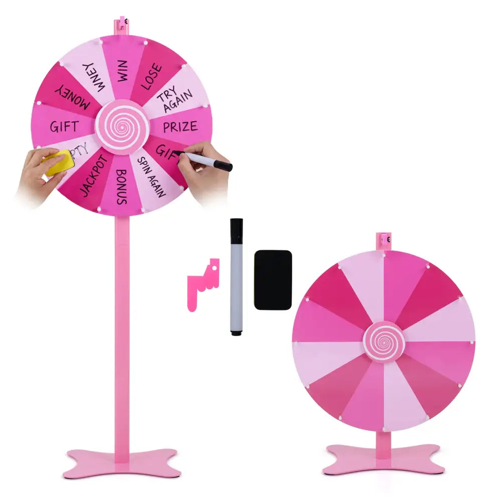 24 Inch Prize Wheel with Blackboard Marker and Eraser - Game Room