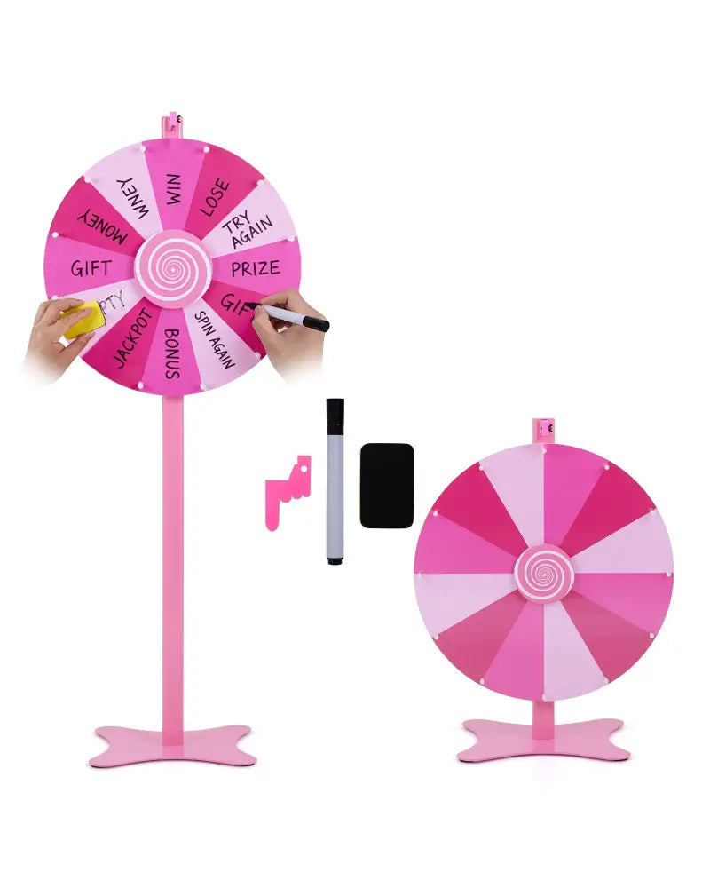 24 Inch Prize Wheel with Blackboard Marker and Eraser - Game Room