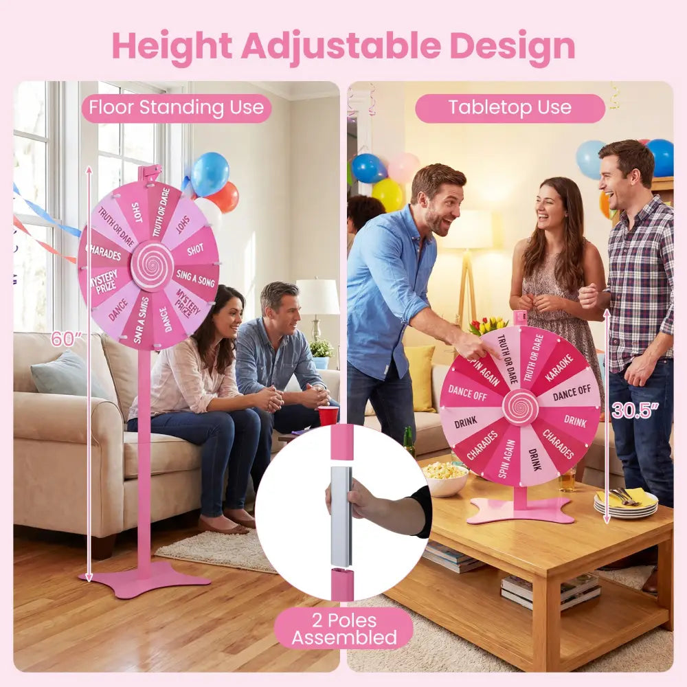 24 Inch Prize Wheel with Blackboard Marker and Eraser - Game Room