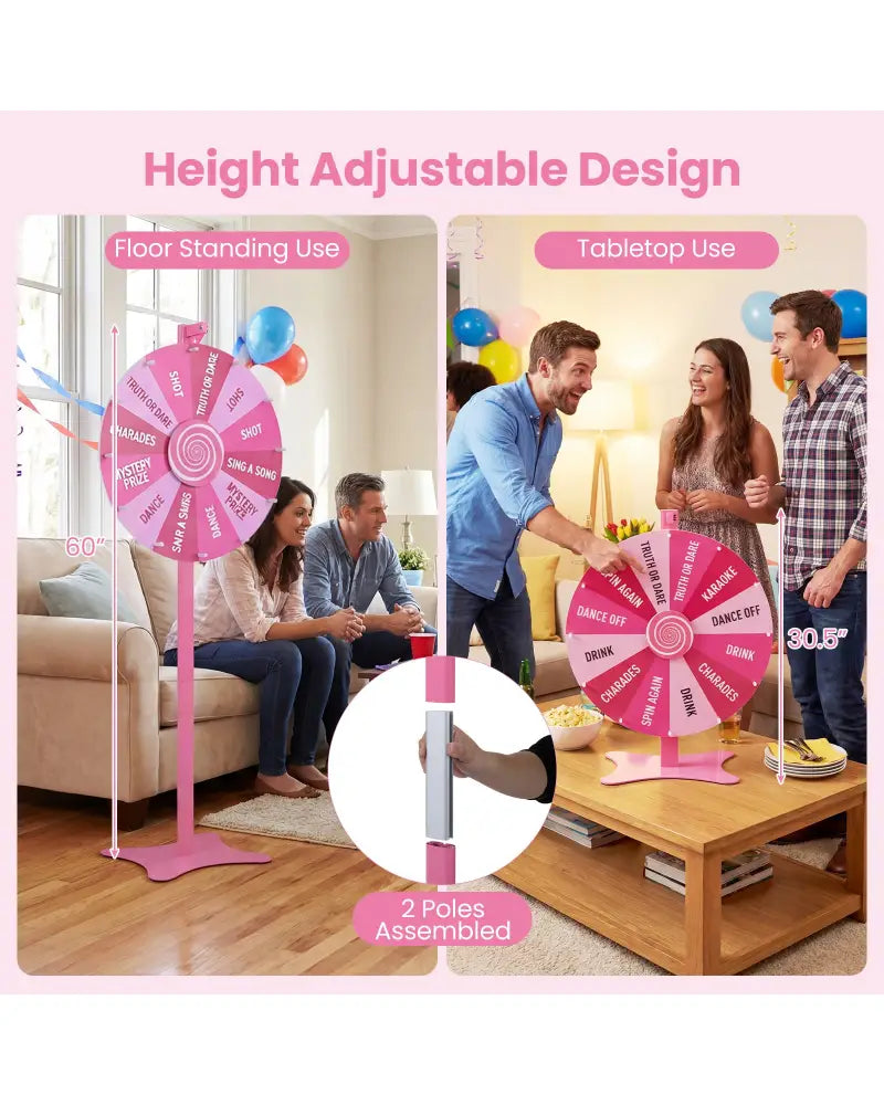 24 Inch Prize Wheel with Blackboard Marker and Eraser - Game Room