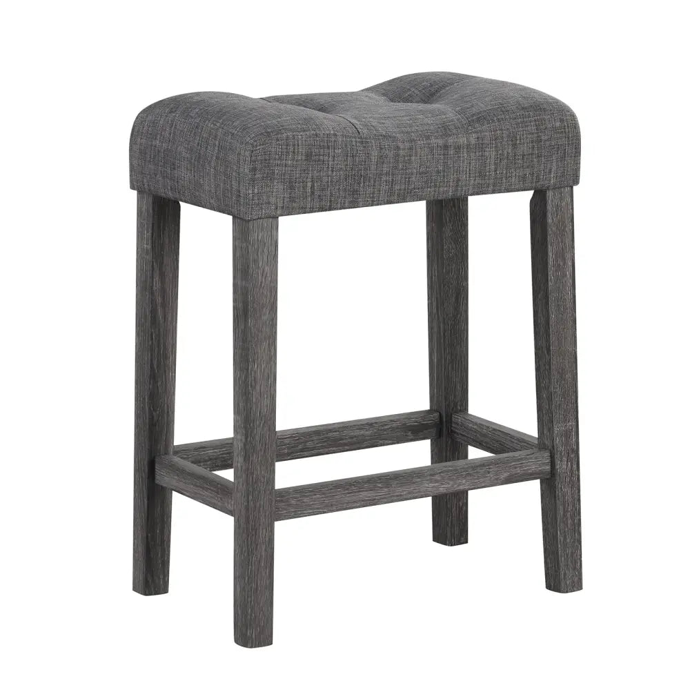 24 Inch Set of 2 Saddle Bar Stools with Padded Seat-Gray - Gray - Bar Stools