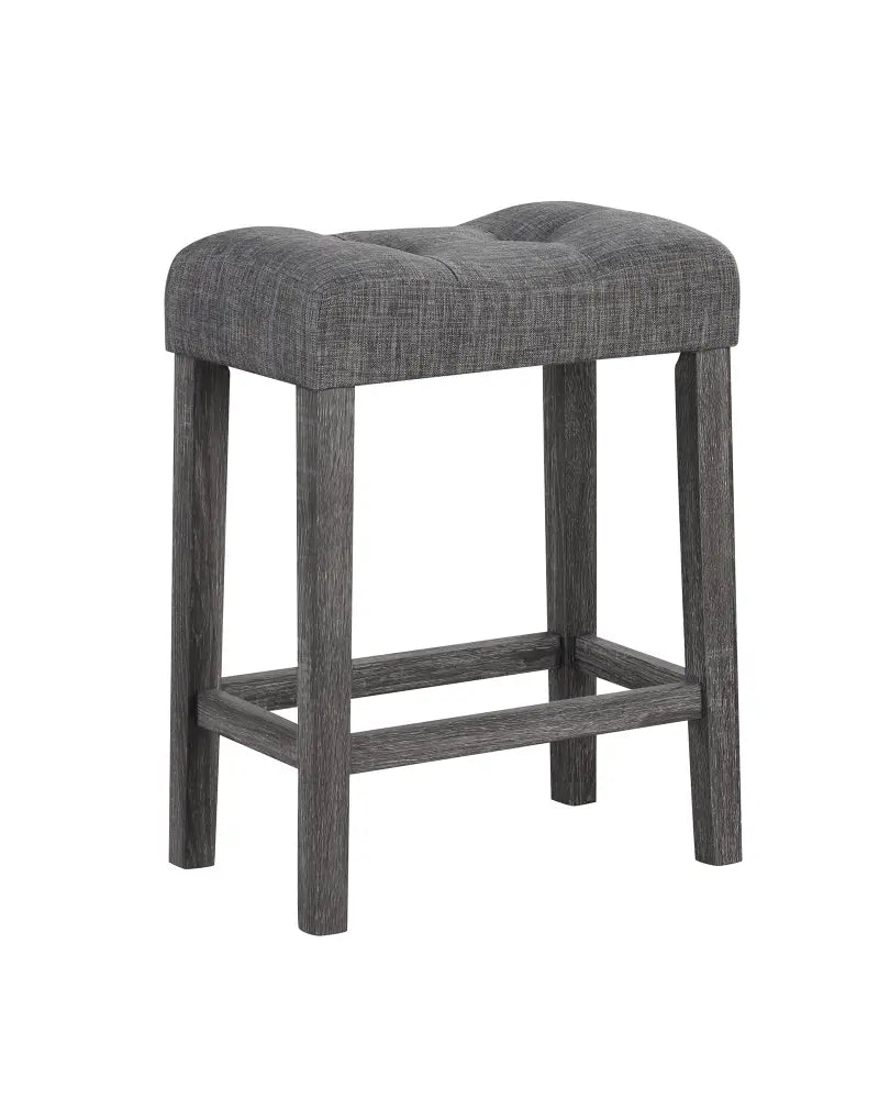24 Inch Set of 2 Saddle Bar Stools with Padded Seat-Gray - Gray - Bar Stools