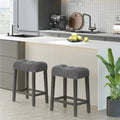24 Inch Set of 2 Saddle Bar Stools with Padded Seat-Gray - Gray - Bar Stools