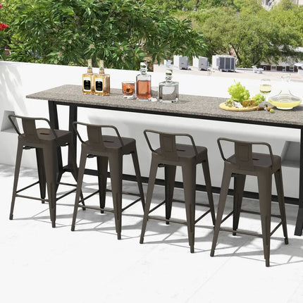 24 Inch Set of 4 Cafe Side Chairs with Rubber Feet and Removable Backs-Gun Costway