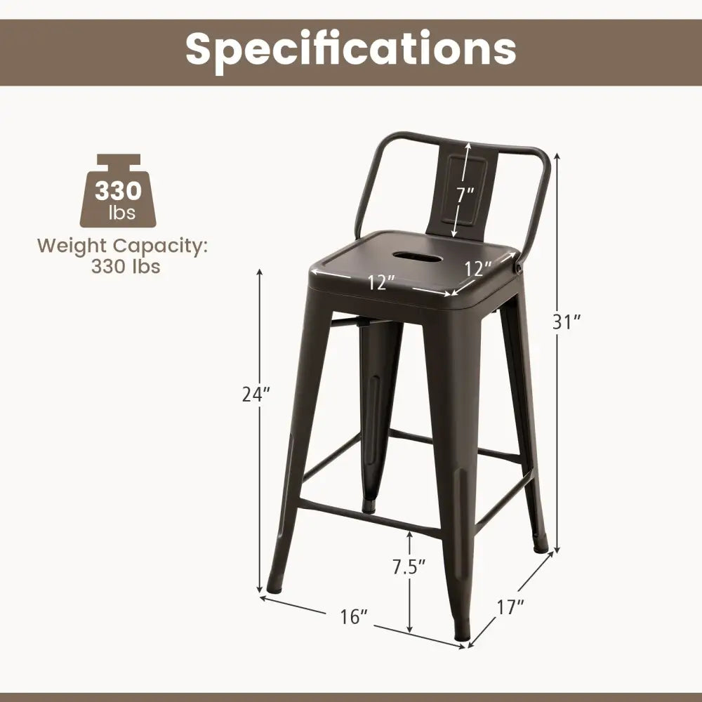 24 Inch Set of 4 Cafe Side Chairs with Rubber Feet and Removable Backs-Gun Costway