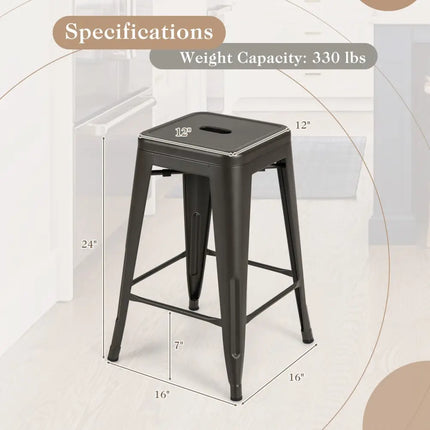 24 Inch Set of 4 Tolix Style Counter Height Barstool Stackable Chair-Gun Costway