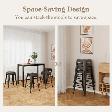 24 Inch Set of 4 Tolix Style Counter Height Barstool Stackable Chair-Gun Costway