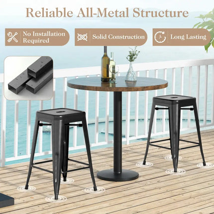 24 Inch Set of 4 Tolix Style Counter Height Barstool Stackable Chair-Black Costway