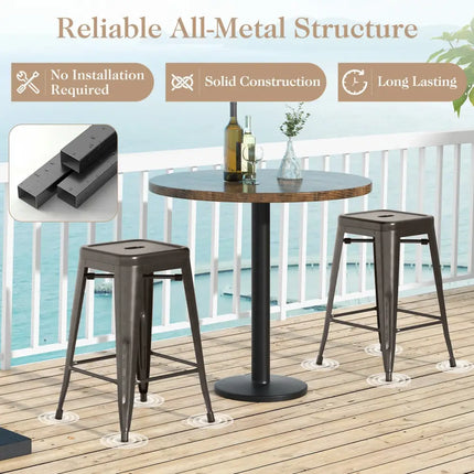 24 Inch Set of 4 Tolix Style Counter Height Barstool Stackable Chair-Gun Costway