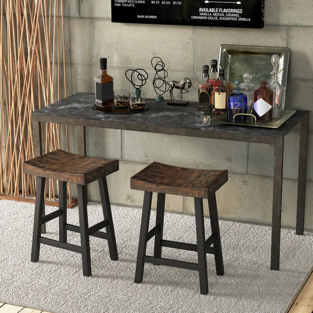 24 Inch Solid Wood Saddle-Seat with Curved Seat Surface and Comfortable Footrests-24 inches Costway