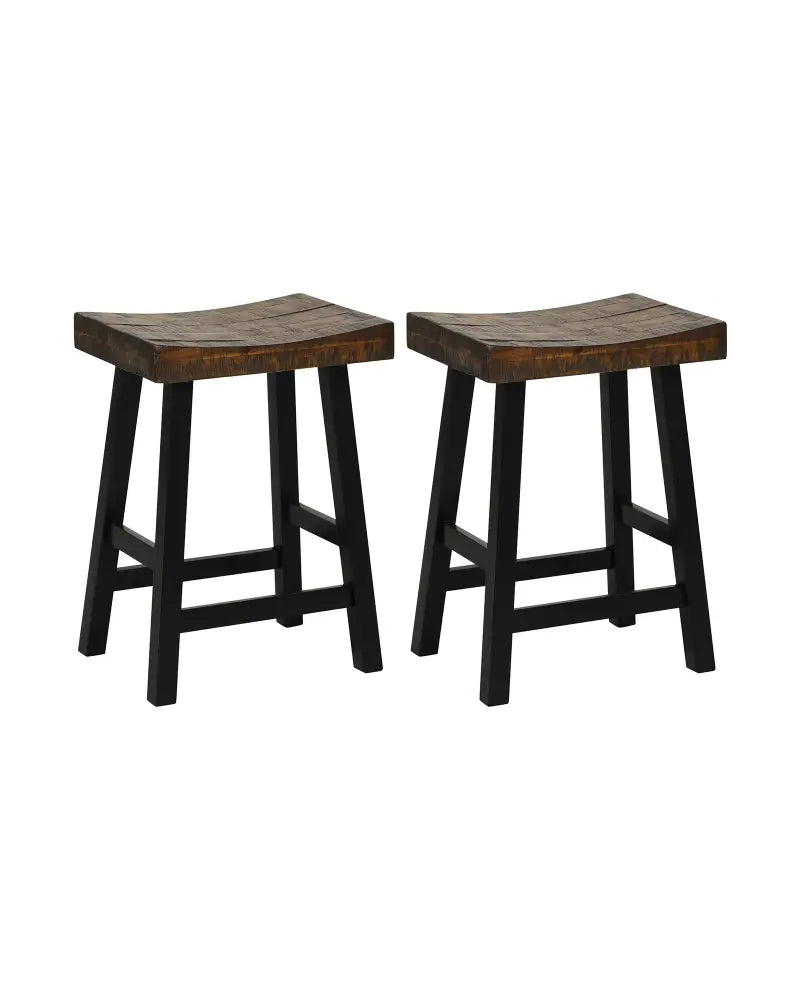 24 Inch Solid Wood Saddle-Seat with Curved Seat Surface and Comfortable Footrests-24 inches - Wood - Bar Stools