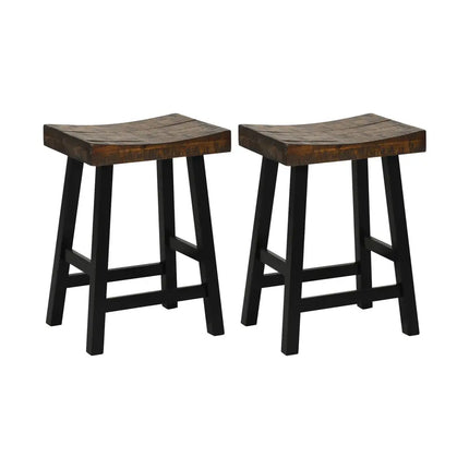 24 Inch Solid Wood Saddle-Seat with Curved Seat Surface and Comfortable Footrests-24 inches Costway