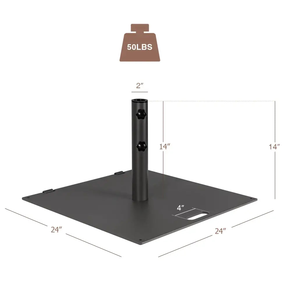 24 Inch Square Patio Umbrella Base 50 LBS Weighted-Black - Black - Outdoor Umbrella Bases
