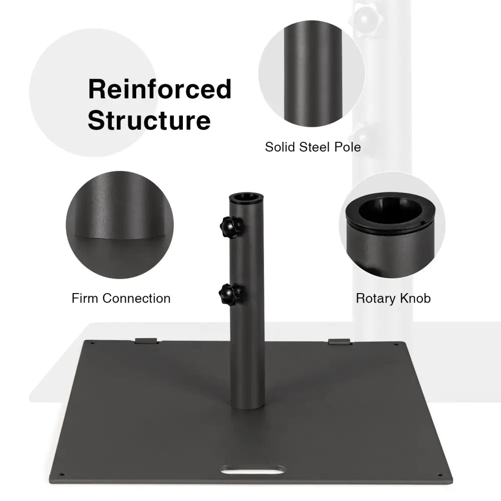 24 Inch Square Patio Umbrella Base 50 LBS Weighted-Black - Black - Outdoor Umbrella Bases
