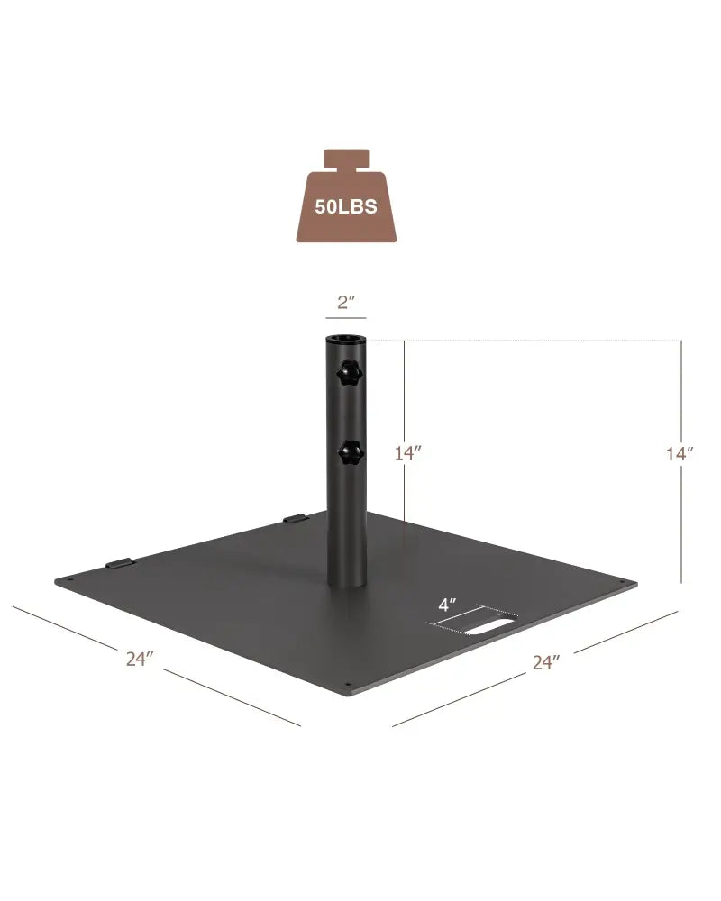 24 Inch Square Patio Umbrella Base 50 LBS Weighted-Black - Black - Outdoor Umbrella Bases