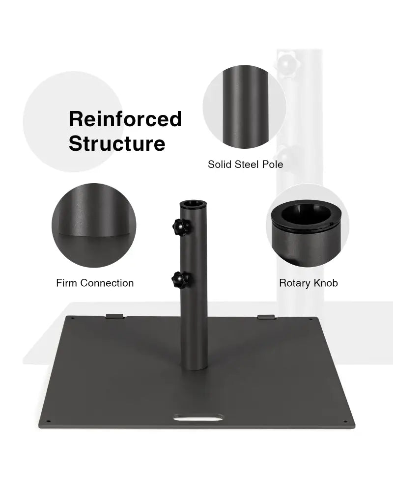24 Inch Square Patio Umbrella Base 50 LBS Weighted-Black - Black - Outdoor Umbrella Bases