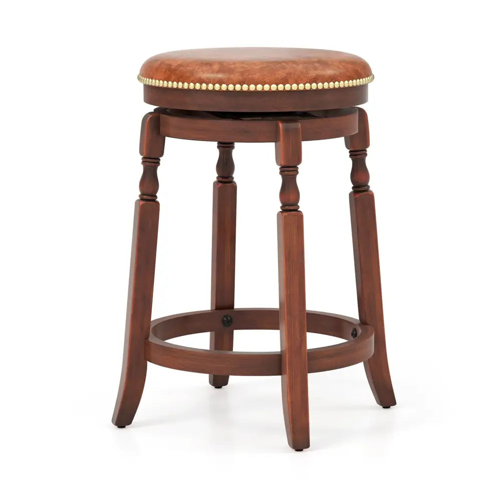 24 Inch Swivel Bar Stool Set of 2 with Upholstered Seat and Rubber Wood Frame-24 inches Costway