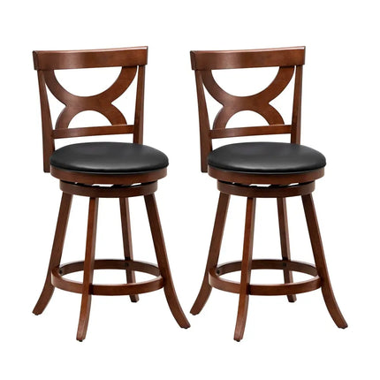 24 Inch Swivel Bar Stools Set of 2 with Soft Cushion and Elegant Hollow Backrest Costway