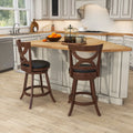 24 Inch Swivel Bar Stools Set of 2 with Soft Cushion and Elegant Hollow Backrest Costway