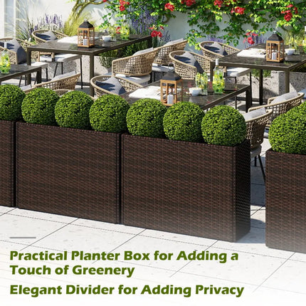 24 Inch Tall Raised Garden Bed All-Weather PE Rattan Wicker Flowerpot with Liner - Raised Garden Beds