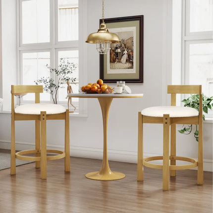 24 Inch Teddy Velvet Upholstered Counter Height Bar Stools with Backrests and Footrests-Set of 2 Costway