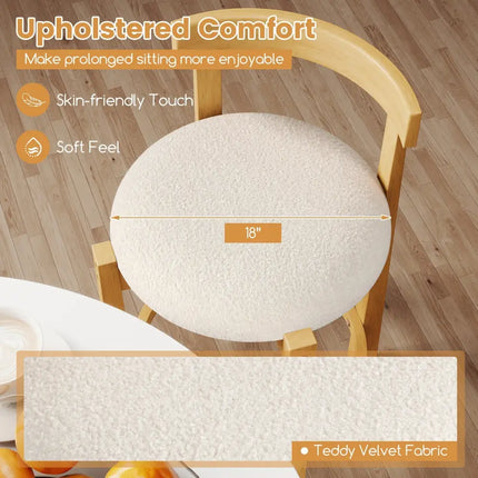 24 Inch Teddy Velvet Upholstered Counter Height Bar Stools with Backrests and Footrests-Set of 2 Costway