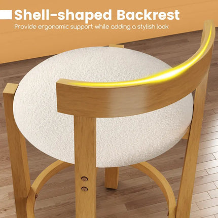 24 Inch Teddy Velvet Upholstered Counter Height Bar Stools with Backrests and Footrests-Set of 2 Costway