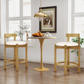24 Inch Teddy Velvet Upholstered Counter Height Bar Stools with Backrests and Footrests-Set of 2 - White - Bar Stools