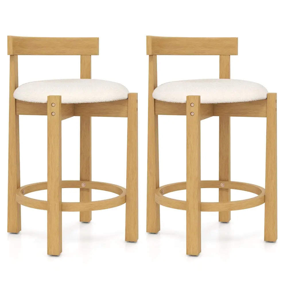 24 Inch Teddy Velvet Upholstered Counter Height Bar Stools with Backrests and Footrests-Set of 2 Costway