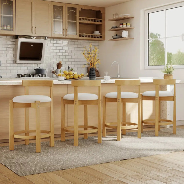 24 Inch Teddy Velvet Upholstered Counter Height Bar Stools with Backrests and Footrests-Set of 4 Costway