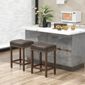 24 Inch Upholstered PU Leather Bar Stools Set of 2-Gray - Gray - Bar Stools