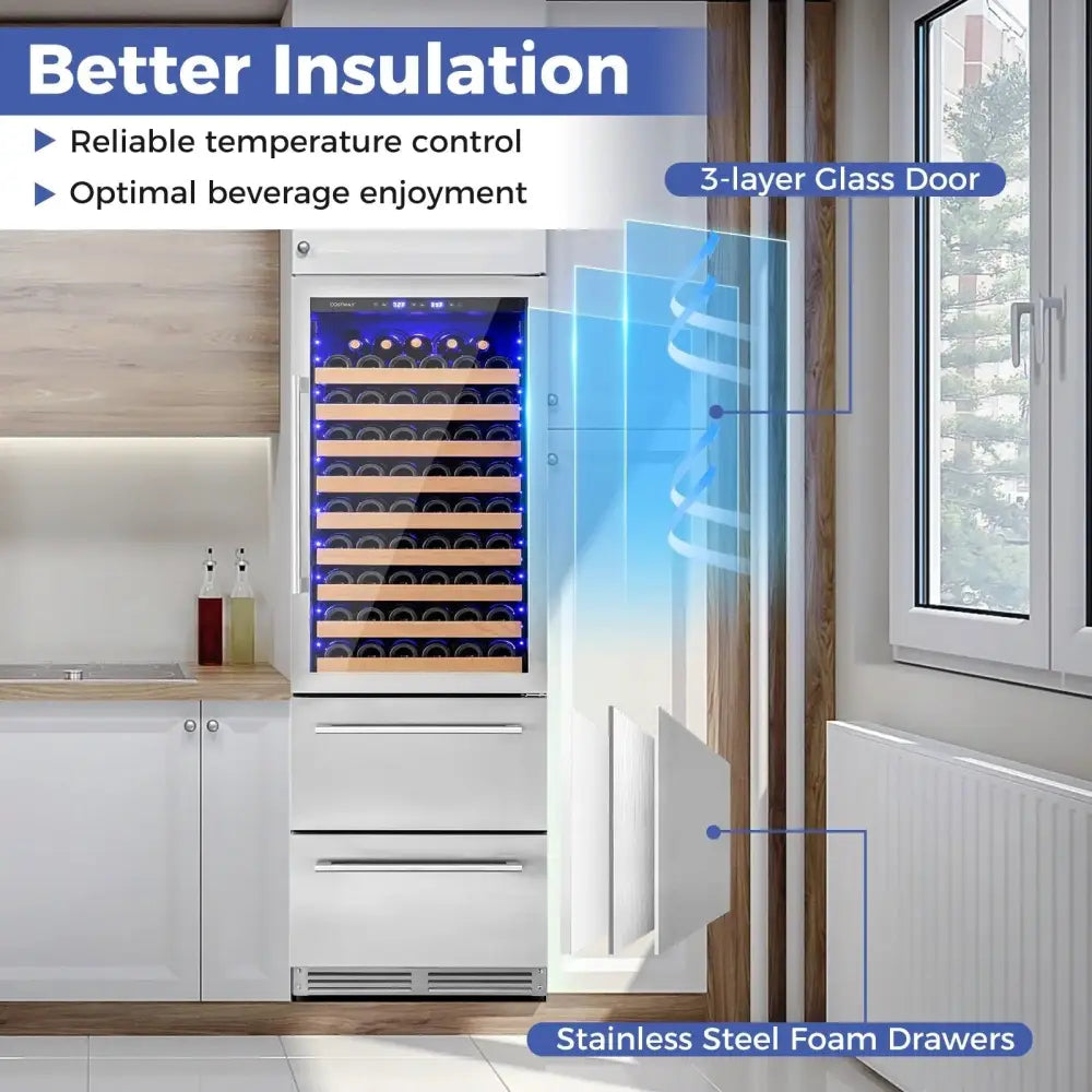 24 Inch Wine and Beverage Refrigerator with Independent Temperature Control-Sliver Costway
