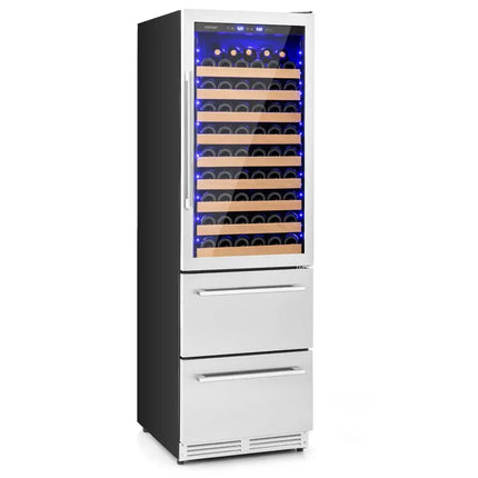 24 Inch Wine and Beverage Refrigerator with Independent Temperature Control-Sliver Costway