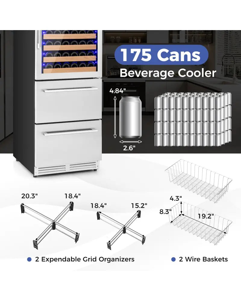 24 Inch Wine and Beverage Refrigerator with Independent Temperature Control-Sliver - Silver - Wine & Beverage Coolers