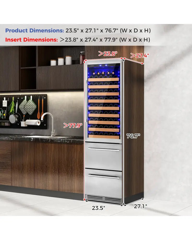 24 Inch Wine and Beverage Refrigerator with Independent Temperature Control-Sliver - Silver - Wine & Beverage Coolers