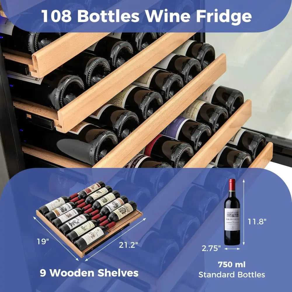 24 Inch Wine and Beverage Refrigerator with Independent Temperature Control-Sliver Costway