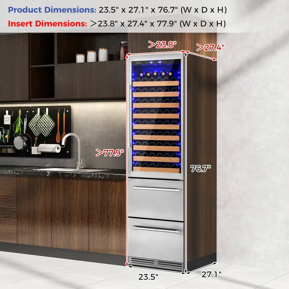 24 Inch Wine and Beverage Refrigerator with Independent Temperature Control-Sliver - Silver - Wine & Beverage Coolers