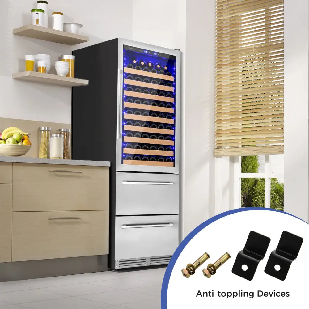 24 Inch Wine and Beverage Refrigerator with Independent Temperature Control-Sliver - Silver - Wine & Beverage Coolers