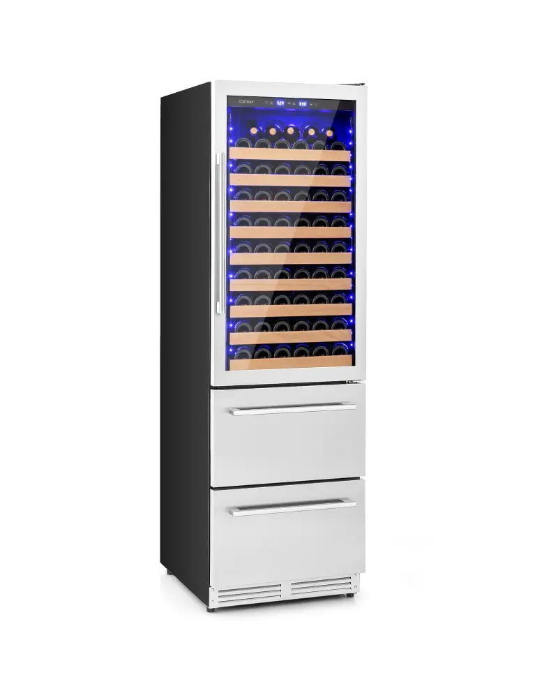 24 Inch Wine and Beverage Refrigerator with Independent Temperature Control-Sliver - Silver - Wine & Beverage Coolers