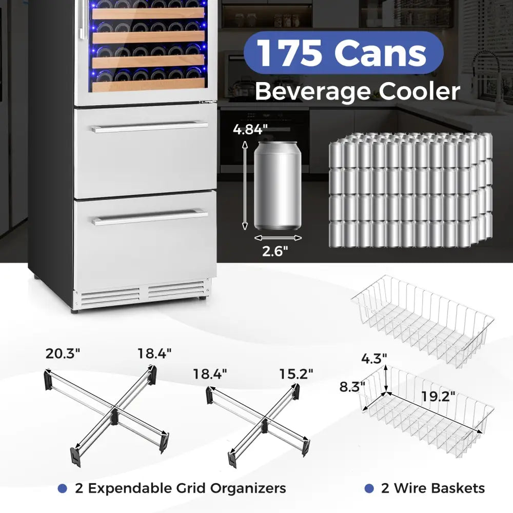 24 Inch Wine and Beverage Refrigerator with Independent Temperature Control-Sliver - Silver - Wine & Beverage Coolers