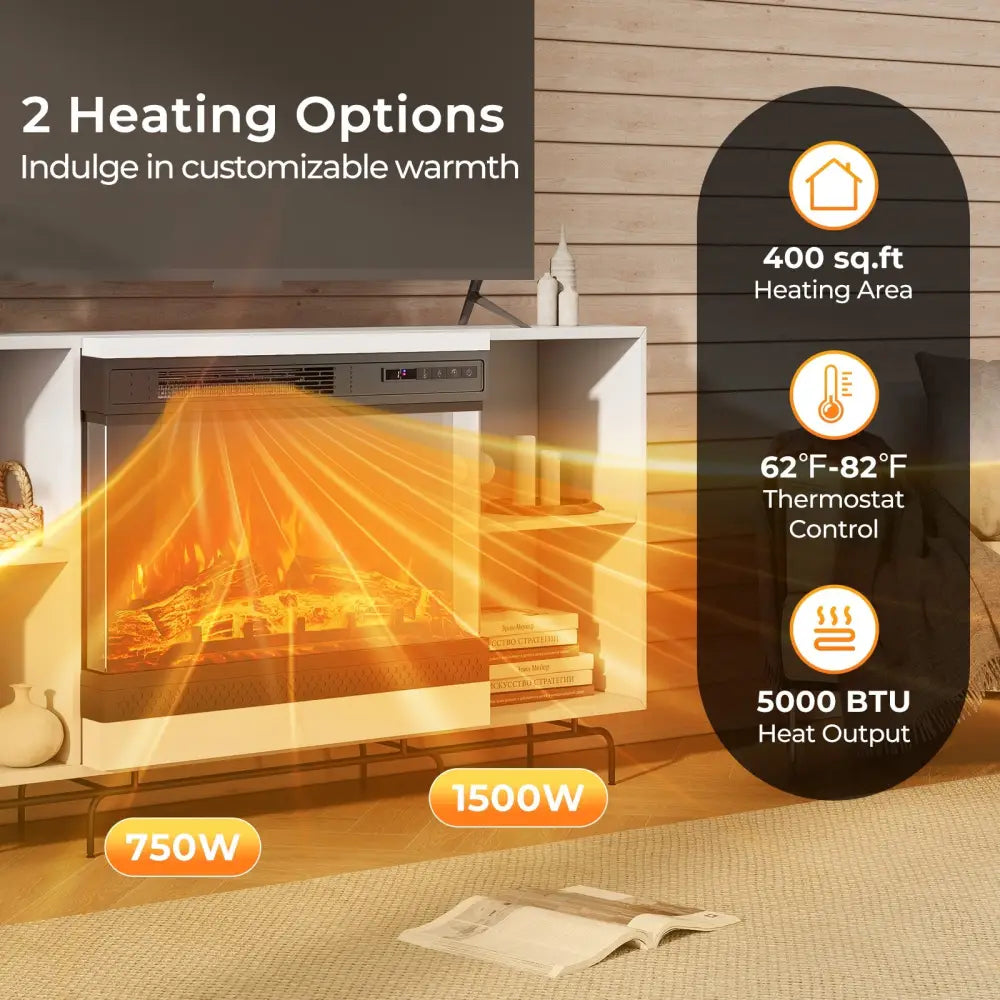 24 Inches 3-Sided Glass Electric Fireplace Heater with Remote Control - Black - Fireplaces