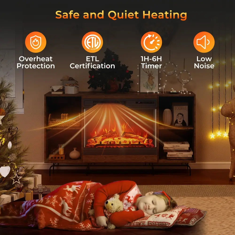 24 Inches 3-Sided Glass Electric Fireplace Heater with Remote Control - Black - Fireplaces