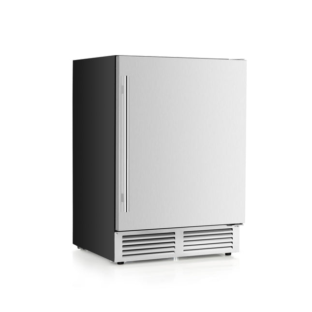 24 Inches Beverage Refrigerator with Removable Shelves and Adjustable Temperature - Silver - Oasis Home Essentials