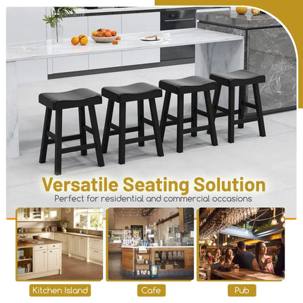 24 Inches Counter Height Stools Set of 2 with Footrest for Restaurant Cafe Pub-Black Costway